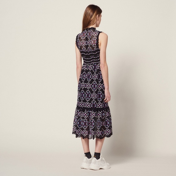 Sandro Inaya Guipure Embroidered Lace Midi dress. In the size 36 - Picture 4 of 6